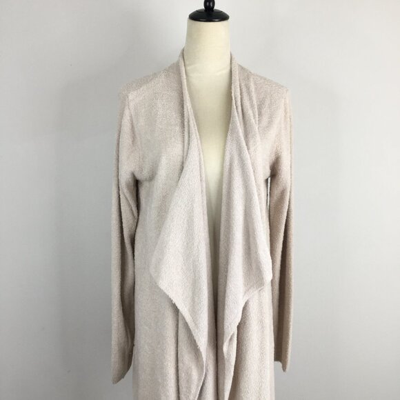 BAREFOOT DREAMS Light Taupe/Dark Cream Bamboo Chic Lite Robe Open Cardigan - Picture 6 of 9